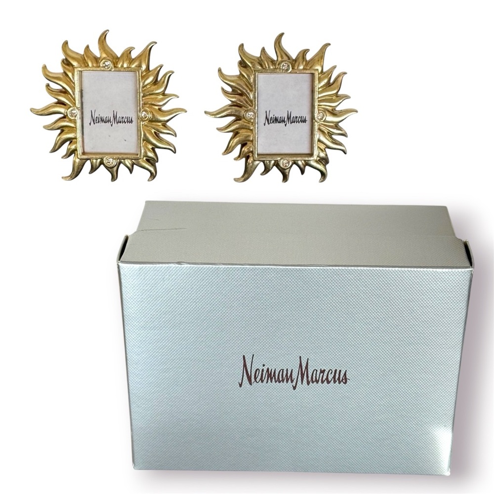 Jay Strongwater Neiman Marcus Mini Sunburst w/ Crystals Photo Frames SET